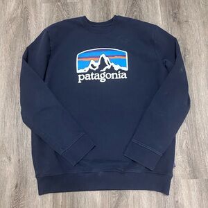 Patagonia Men's Fitz Roy Horizons Uprisal Crew Sweatshirt Sz Large Navy Blue